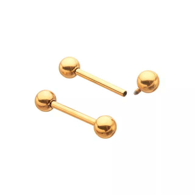 Goldtone Titanium Internally Threaded Nipple Barbells - 14 Gauge at Spencer's