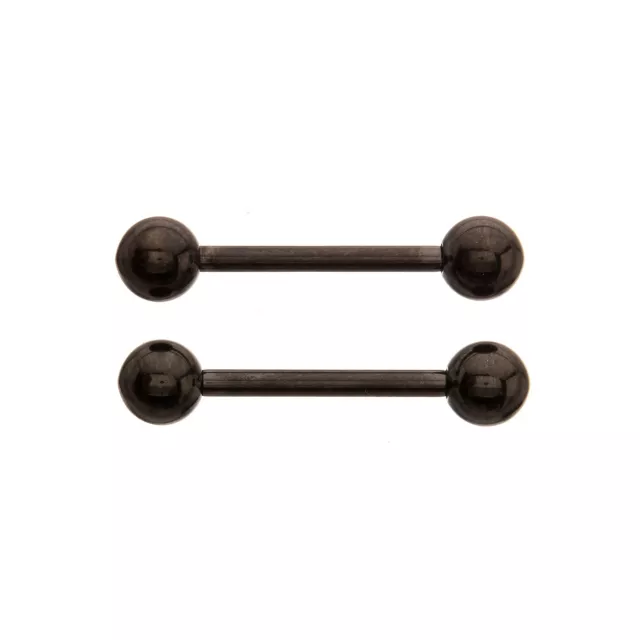 Black Titanium Internally Threaded Nipple Barbells - 14 Gauge at Spencer's