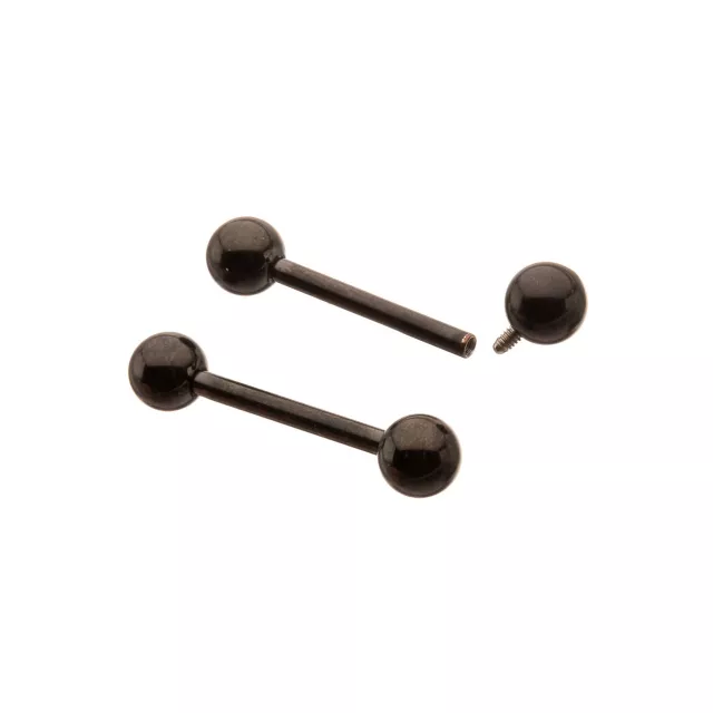 Black Titanium Internally Threaded Nipple Barbells - 14 Gauge at Spencer's