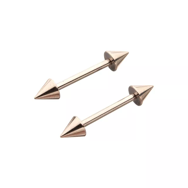 Silvertone Spiked Internally Threaded Nipple Barbells - 14 Gauge at Spencer's