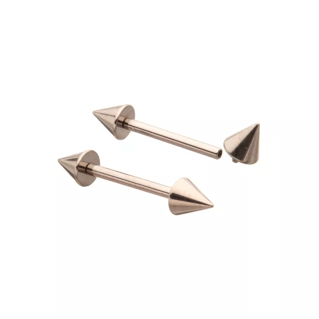 Silvertone Spiked Internally Threaded Nipple Barbells - 14 Gauge at Spencer's