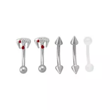 Multi-Pack CZ Bloody Fang Curved Barbells 5 Pack - 16 Gauge at Spencer's