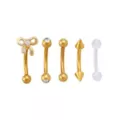 Multi-Pack CZ Bow Goldtone Curved Barbells and Retainer 5 Pack - 16 Gauge at Spencer's