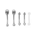 Multi-Pack Skull Titanium Curved Barbells and Retainer 5 Pack - 16 Gauge at Spencer's