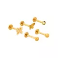 Multi-Pack Goldtone Flatback Butterfly Labret Lip Rings 5 Pack - 16 Gauge at Spencer's