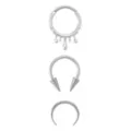 Multi-Pack Spiked Horseshoes and Drip Hanged Septum Ring 3 Pack - 16 Gauge at Spencer's