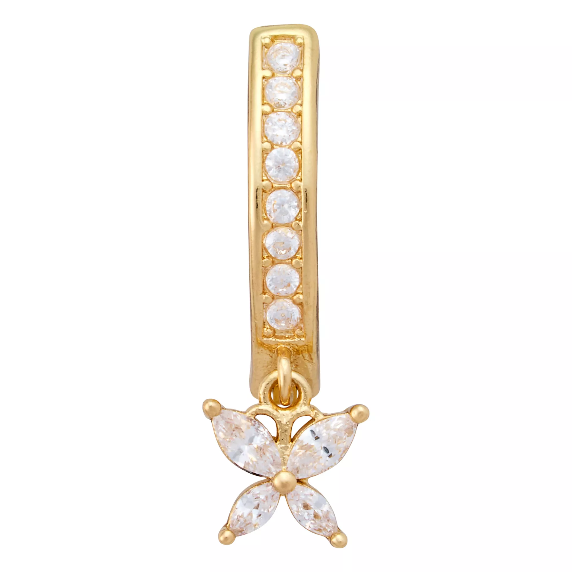 Gold Titanium CZ Dangle Hinge Hoop Belly Ring - 14 Gauge