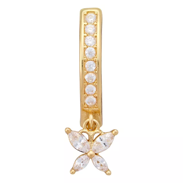 Gold Titanium CZ Dangle Hinge Hoop Belly Ring - 14 Gauge at Spencer's