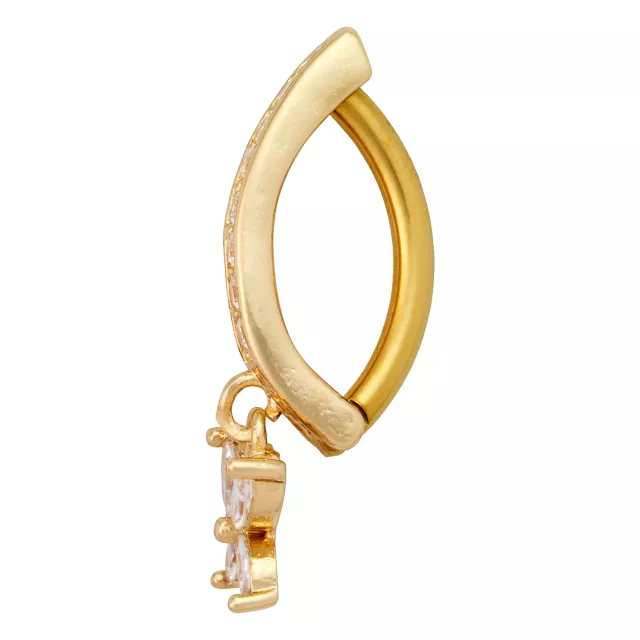 Gold Titanium CZ Dangle Hinge Hoop Belly Ring - 14 Gauge at Spencer's