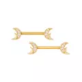 Gold Titanium CZ Crescent Moon Nipple Barbells - 14 Gauge at Spencer's