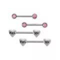 Multi-Pack Titanium Fuck Me Heart Nipple Barbells 2 Pair - 14 Gauge at Spencer's