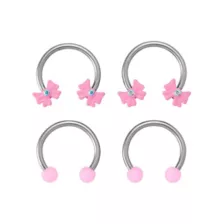 Multi-Pack Coquette Pink Bows Horseshoe Rings 4 Pack - 16 Gauge at Spencer's