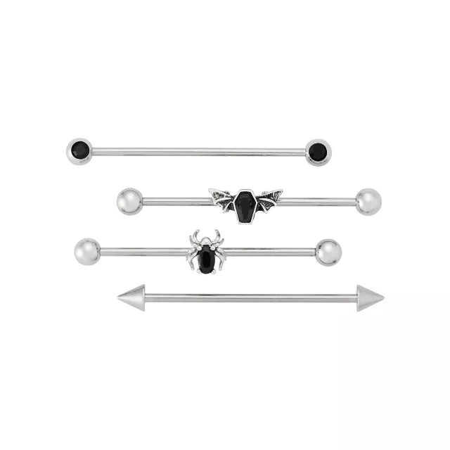 Multi-Pack Black Critter Coffins Industrial Barbells 4 Pack - 14 Gauge