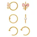 Multi-Pack CZ Coquette Pink Bows Noserings 6 Pack - 20 Gauge at Spencer's