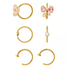 Multi-Pack CZ Coquette Pink Bows Noserings 6 Pack - 20 Gauge at Spencer's