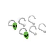 Multi-Pack Alien Screw Nose Rings 6 Pack - 18 Gauge at Spencer's