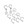 Multi-Pack CZ Star Dangle Screw Nose Rings 9 Pack - 20 Gauge at Spencer's