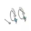 Multi-Pack Titanium Dangle Lightning Bolt Hoop and Pin Nose Rings 3 Pack - 20 Gauge at Spencer's