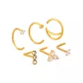 Multi-Pack Titanium Goldtone L-Bend and Half Hoop Nose Rings 6 Pack - 20 Gauge at Spencer's