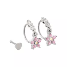 Multi-Pack Flower Hoop and Pin Dangle Nose Rings 3 Pack - 20 Gauge at Spencer's