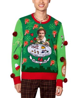 Light-Up Elf Spaghetti Christmas Sweater