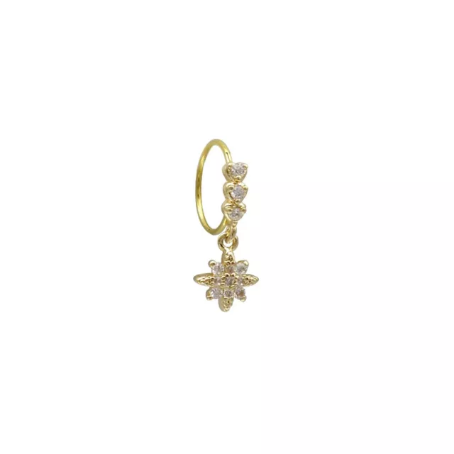 CZ Goldtone Dangle Star Hoop Nose Ring - 20 Gauge at Spencer's