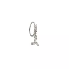 CZ Silvertone Dangle Hoop Nose Ring - 20 Gauge at Spencer's