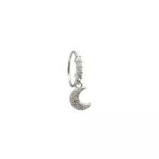 CZ Silvertone Dangle Moon Hoop Nose Ring - 20 Gauge at Spencer's