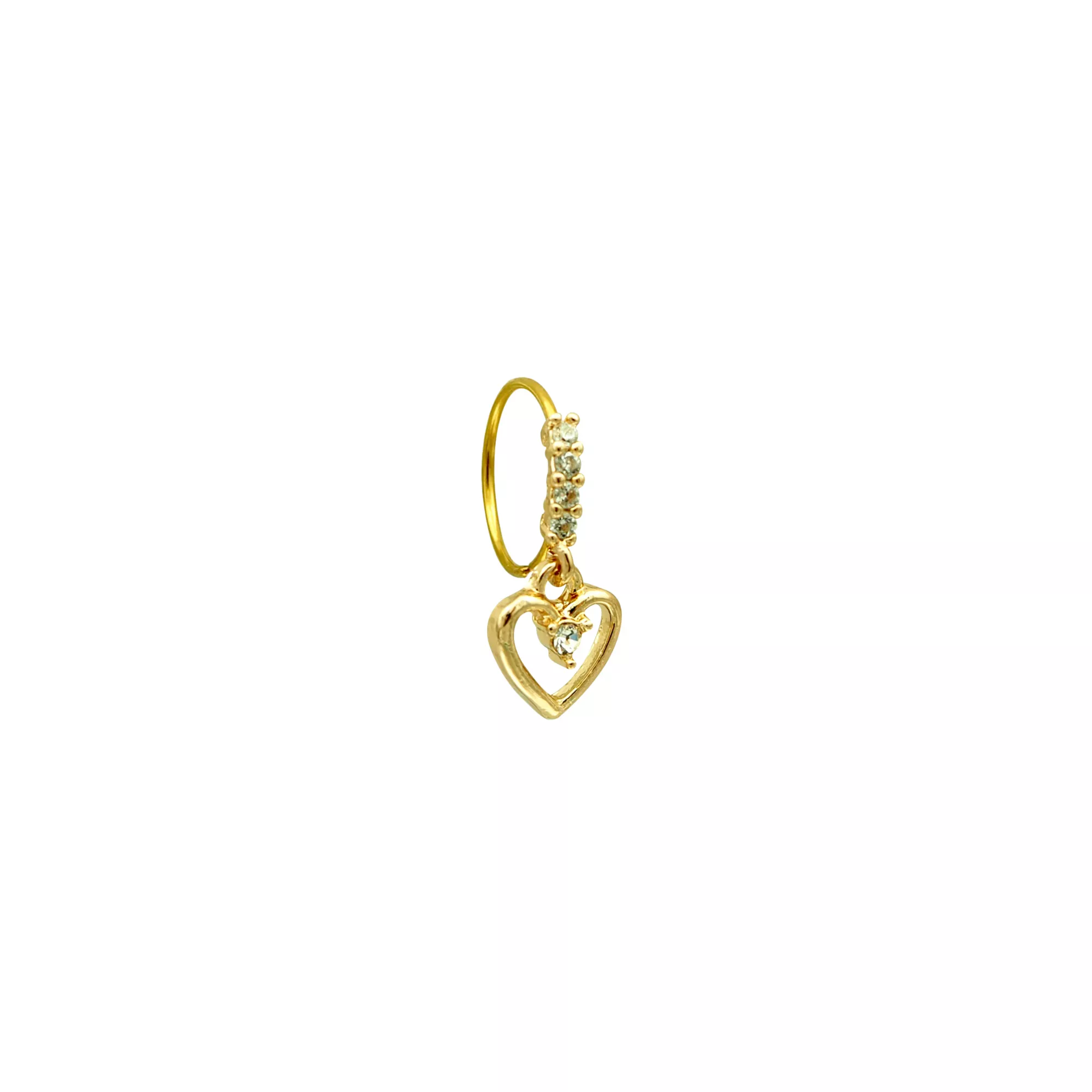 Gold Plated CZ Heart Dangle Hoop - 20 Gauge at Spencer's