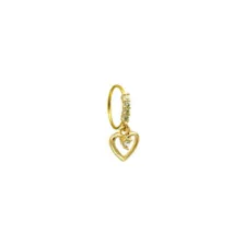 Gold Plated CZ Heart Dangle Hoop - 20 Gauge at Spencer's
