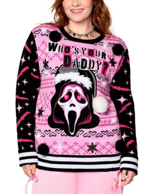 Light-Up Ghost Face Who's Your Daddy Christmas Sweater