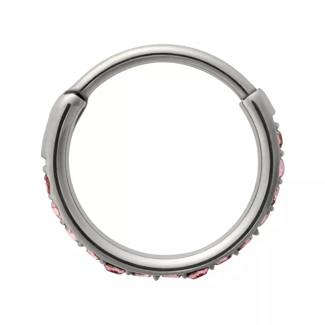 Pink and Silver Titanium CZ Hinged Hoop - 20 Gauge at Spencer's