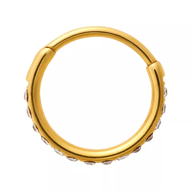 Gold Titanium CZ Hinged Hoop - 20 Gauge