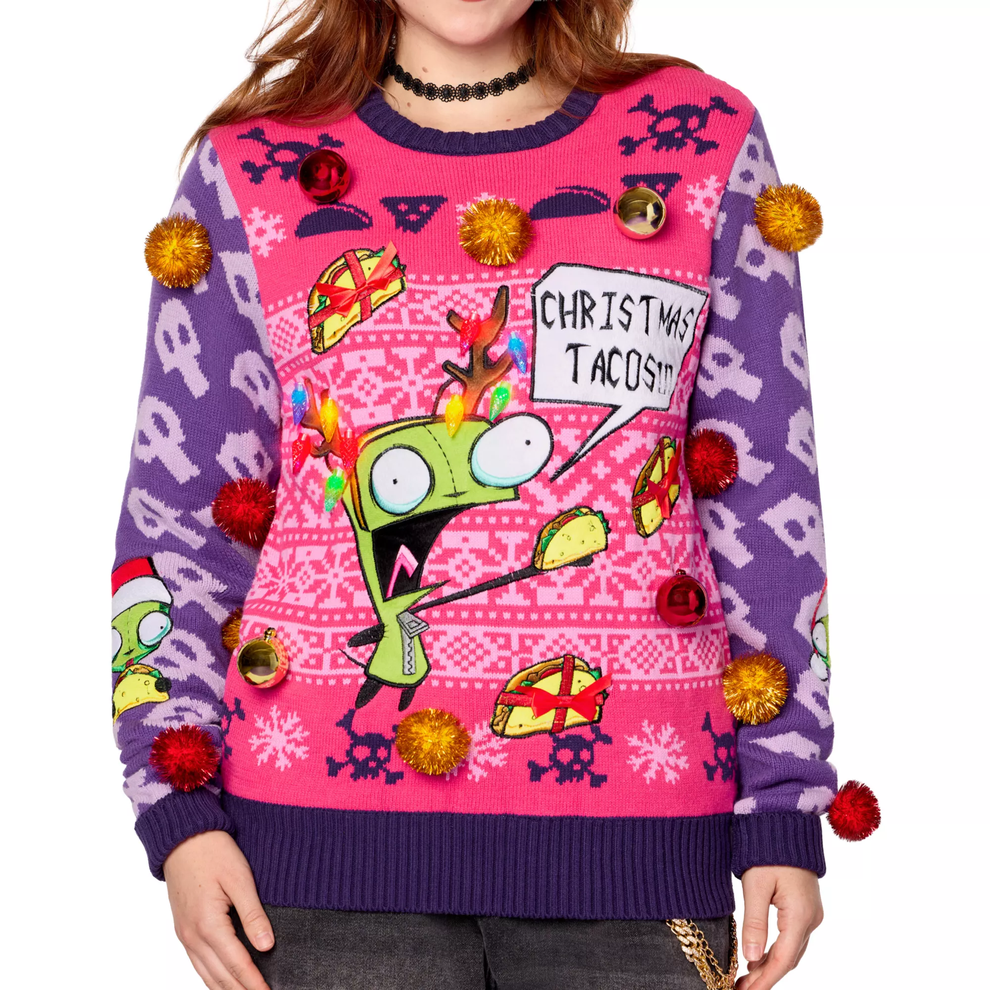 Light-Up Christmas Tacos Sweater - Invader Zim