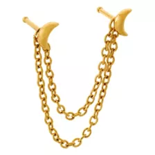 Gold Chained Moon Nose Pins - 20 Gauge at Spencer's