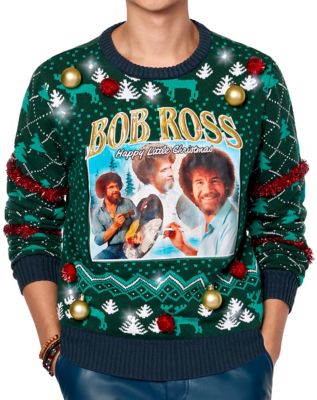 Light-Up Bob Ross Christmas Sweater