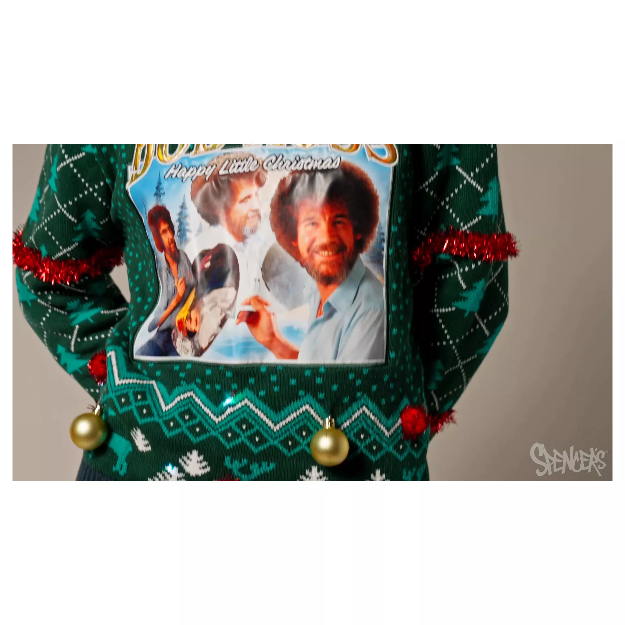 Light-Up Bob Ross Christmas Sweater