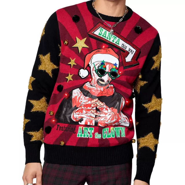 Light-Up Terrifier Santa This Way Christmas Sweater