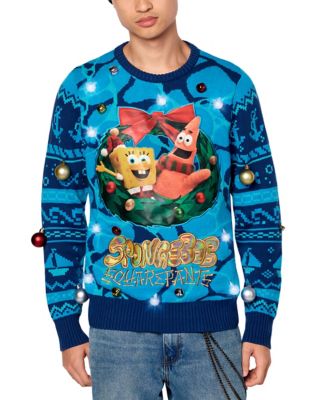 Light-Up SpongeBob SquarePants Wreath Christmas Sweater