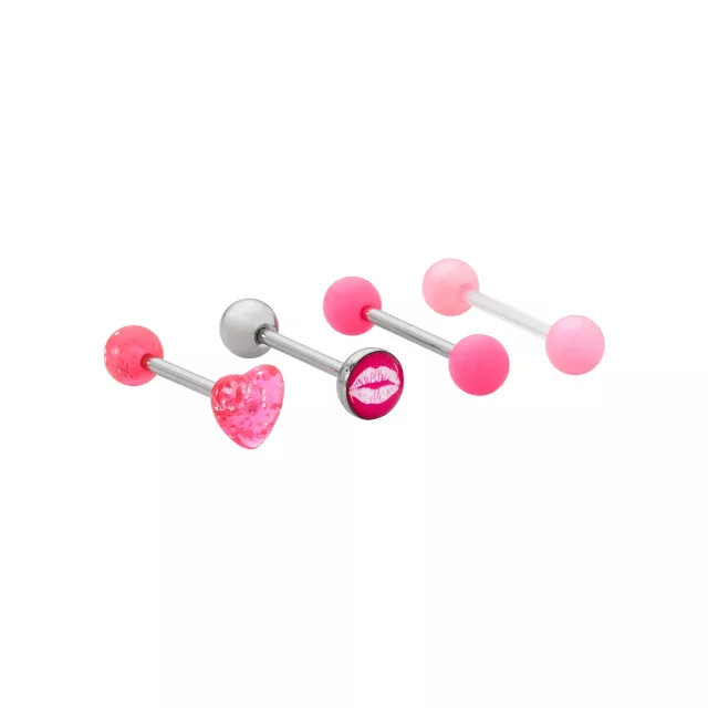 Multi-Pack Lovecore Tongue Barbells 4 Pack - 14 Gauge