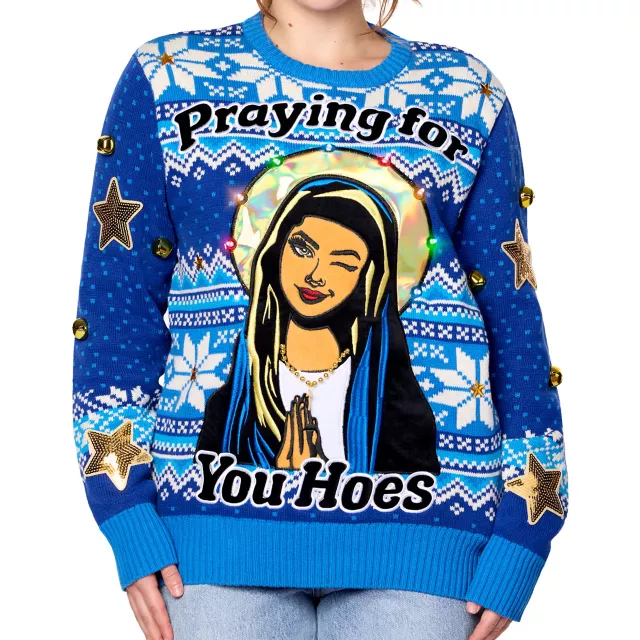 Light-Up Praying for You Hoes Christmas Sweater