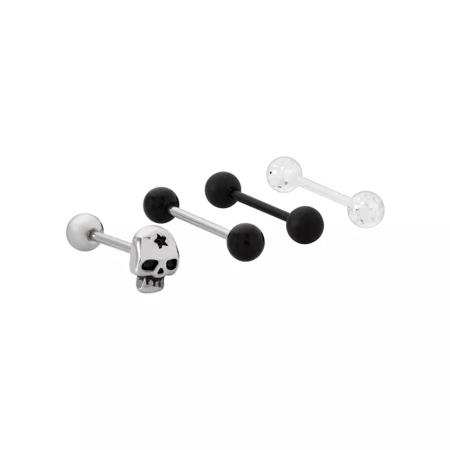 Multi-Pack Headshot Skull Barbells 4 Pack - 14 Gauge