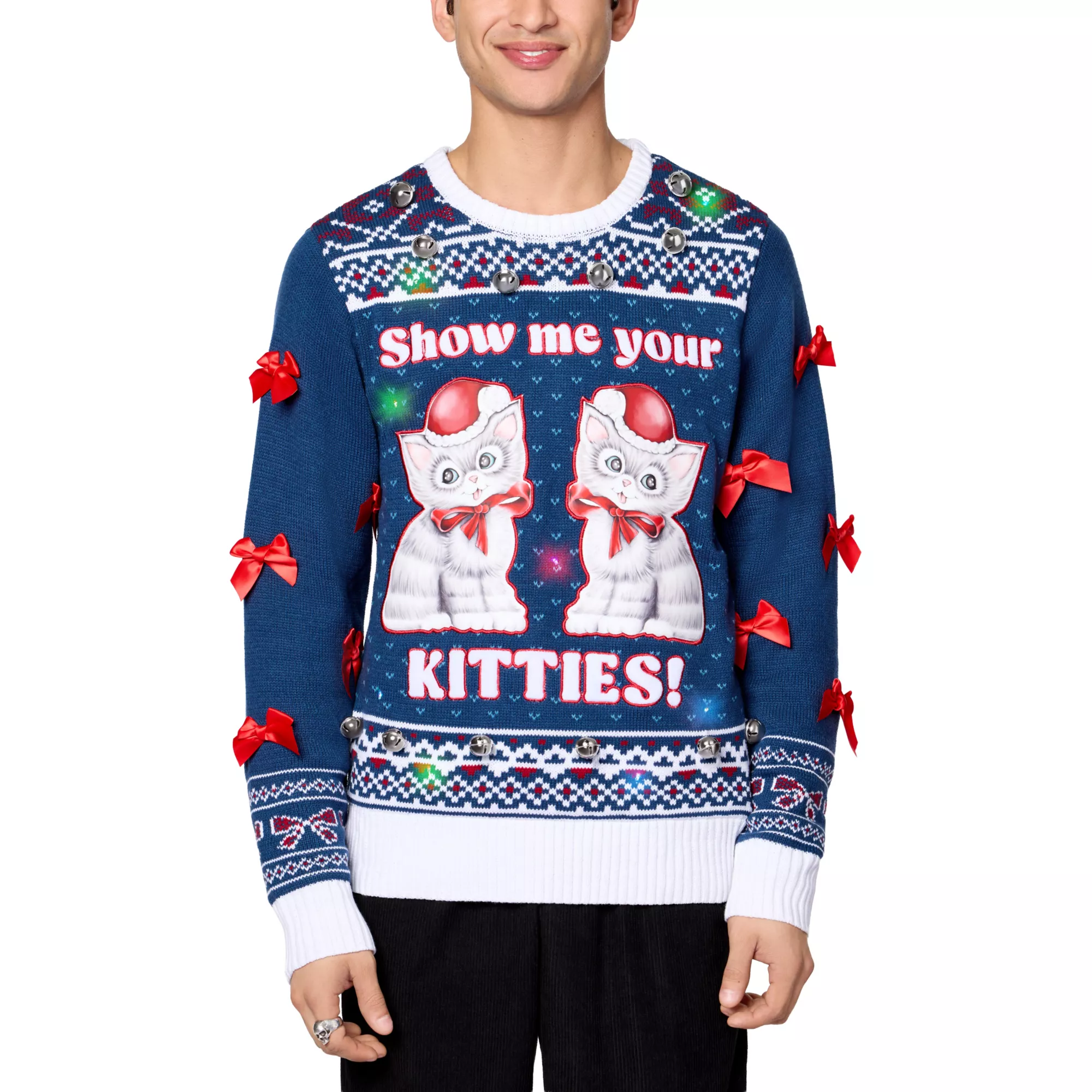Light-Up Show Me Your Kitties Christmas Sweater