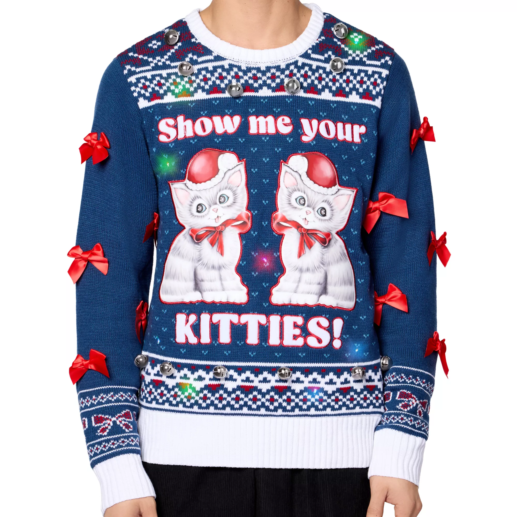 Light-Up Show Me Your Kitties Christmas Sweater