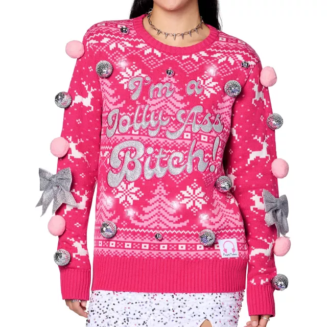 Light-Up I’m a Jolly Ass Bitch Christmas Sweater - Kayla Malecc at Spencer's