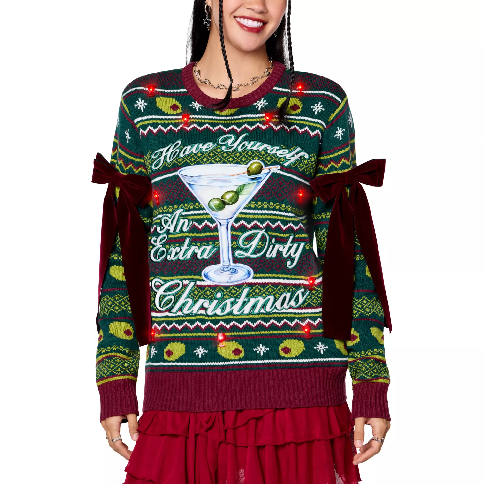 Light-Up Extra Dirty Martini Christmas Sweater