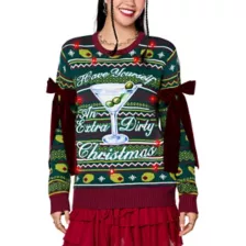Light-Up Extra Dirty Martini Christmas Sweater at Spencer's