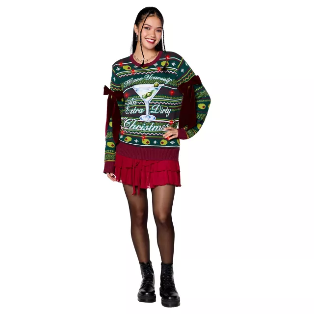 Light-Up Extra Dirty Martini Christmas Sweater