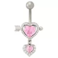 CZ Titanium Pink Double Hearts Belly Ring at Spencer's