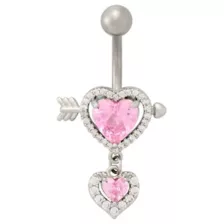 CZ Titanium Pink Double Hearts Belly Ring at Spencer's